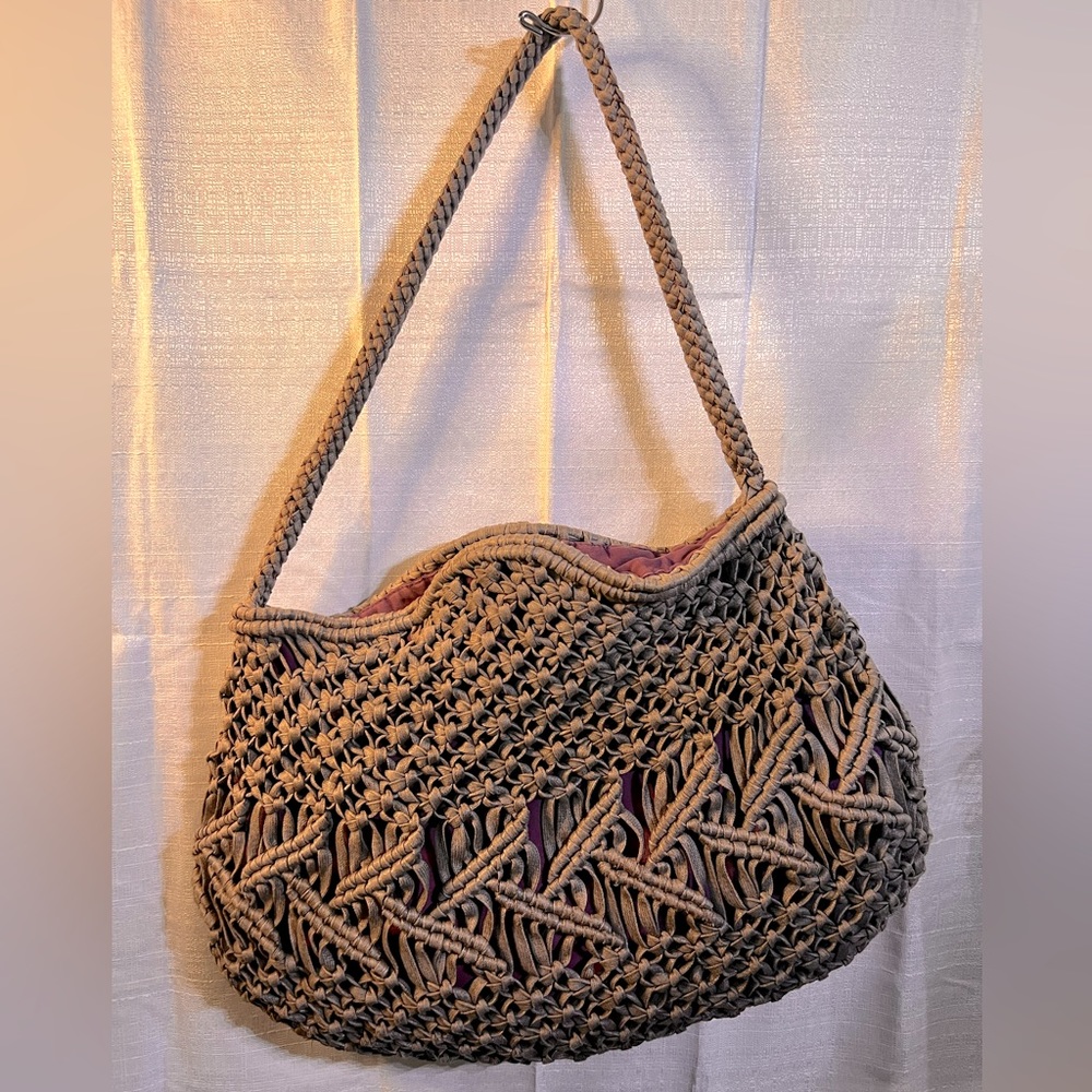 David + Scott woven boho bag silver/gray large